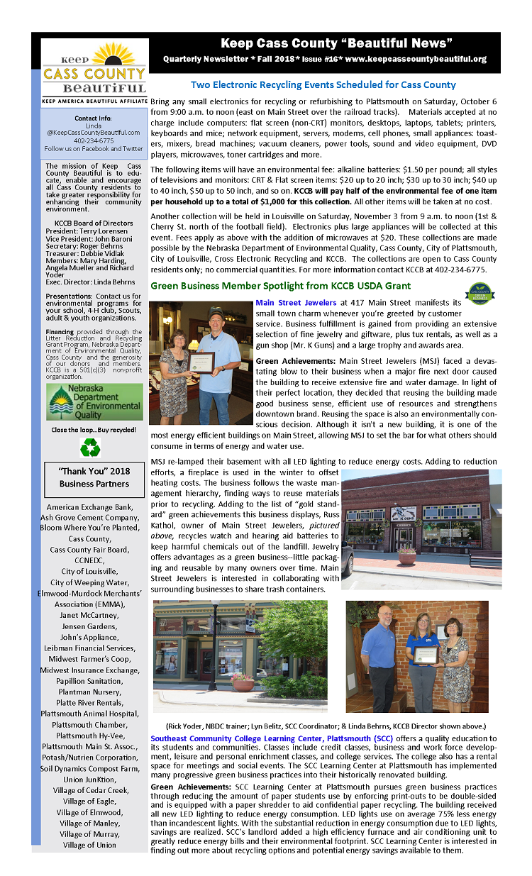 2018 Fall Newsletter pg.1