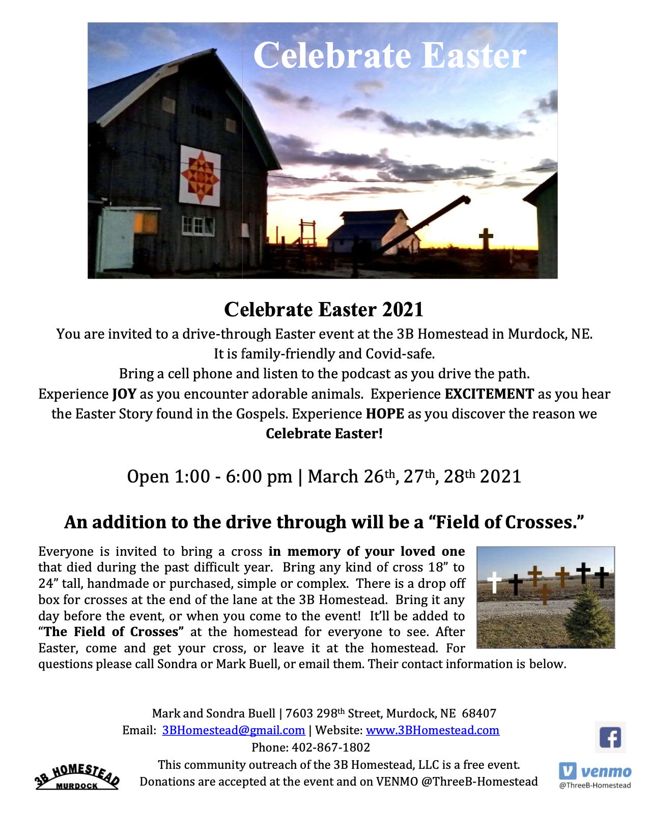 Celebrate Easter flyer 2021 with a Field of Crosses