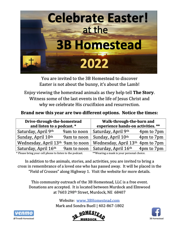Celebrate Easter 2022 at The 3B Homestead